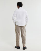 wax london men's Dartford - White Dobby Stripe Organic Cotton Shirt