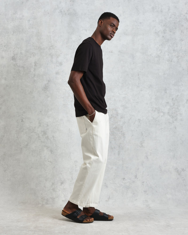 wax london men's Dean - Black Embroidered Logo Organic Cotton T-Shirt