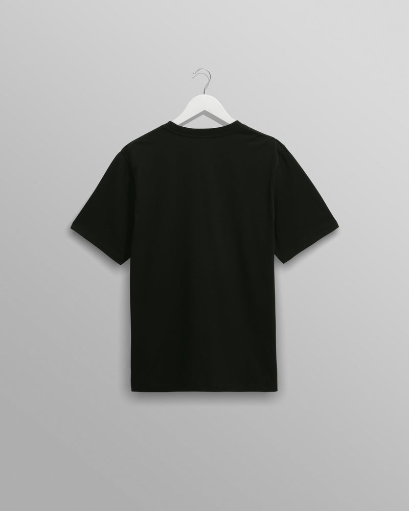 wax london men's Dean - Black Embroidered Logo Organic Cotton T-Shirt