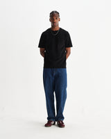wax london men's Dean - Black Textured Organic Cotton T-Shirt