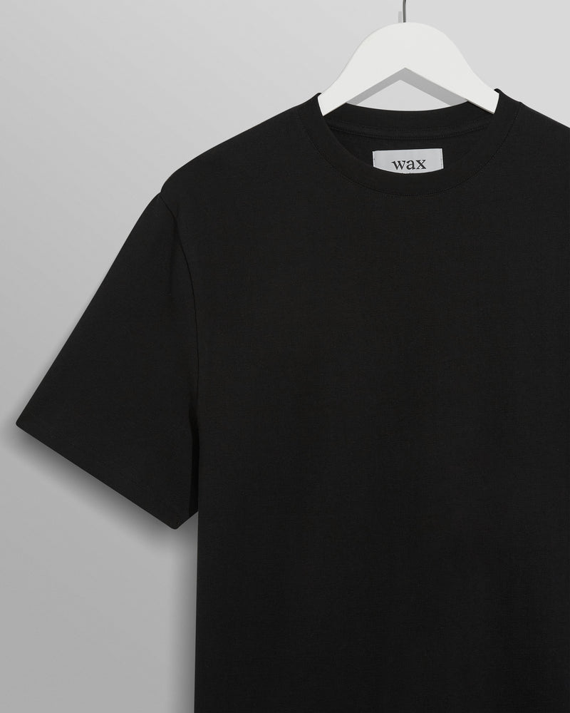 wax london Dean - Black Textured Organic Cotton T-Shirt