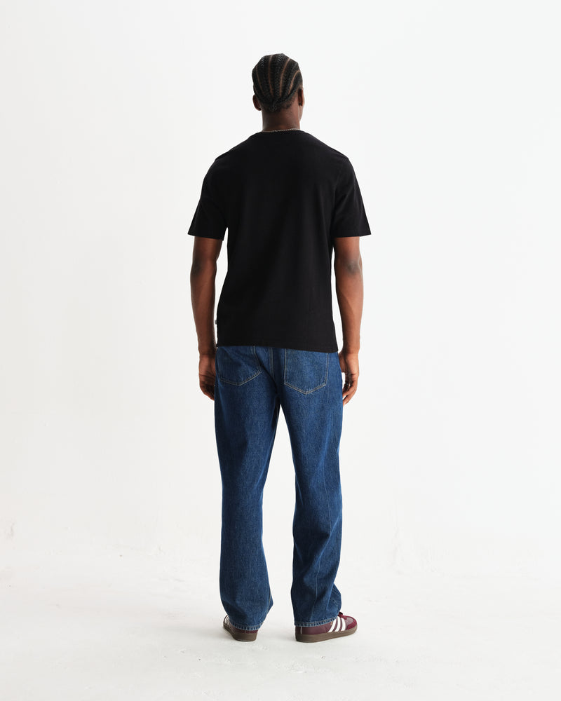 wax london men's Dean - Black Textured Organic Cotton T-Shirt