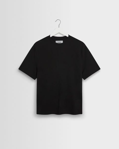 Dean - Black Textured Organic Cotton T-Shirt