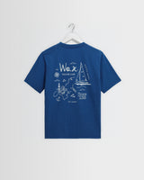 Dean - Blue And Ecru Sailing Map Print T-Shirt