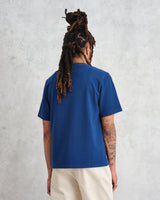 wax london Dean - Blue Textured Organic Cotton T-Shirt