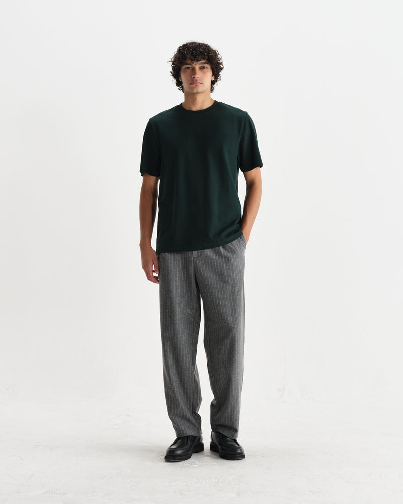 wax london men's Dean - Bottle Green Textured Organic Cotton T-Shirt