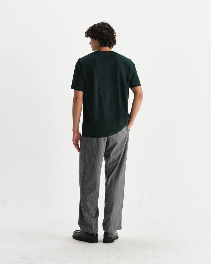 wax london men's Dean - Bottle Green Textured Organic Cotton T-Shirt