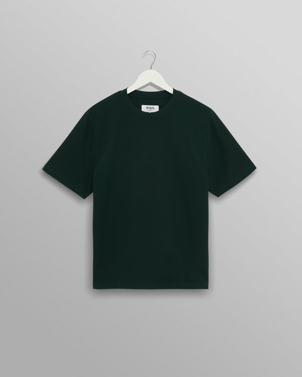 wax london men's Dean - Bottle Green Textured Organic Cotton T-Shirt
