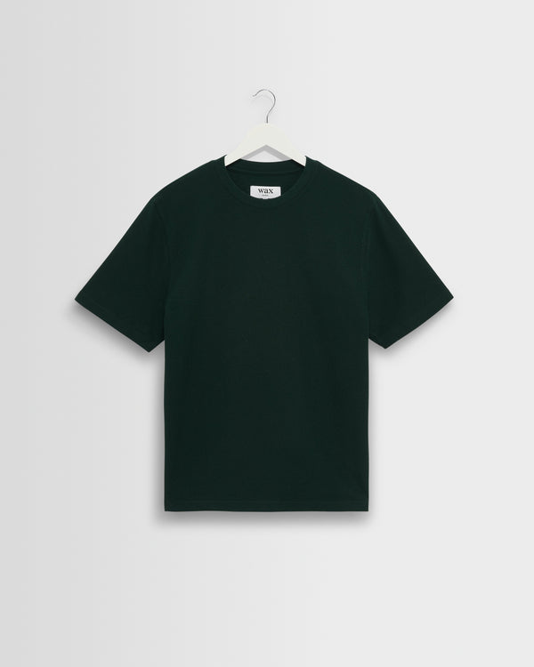 wax london men's Dean - Bottle Green Textured Organic Cotton T-Shirt
