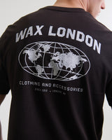 wax london men's Dean - Brown And Off-White Globe Graphic Cotton T-Shirt