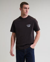 wax london men's Dean - Brown And Off-White Globe Graphic Cotton T-Shirt