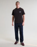 wax london men's Dean - Brown And Off-White Globe Graphic Cotton T-Shirt