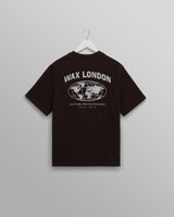 wax london men's Dean - Brown And Off-White Globe Graphic Cotton T-Shirt