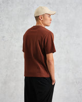 wax london Dean - Brown Textured Organic Cotton T-Shirt