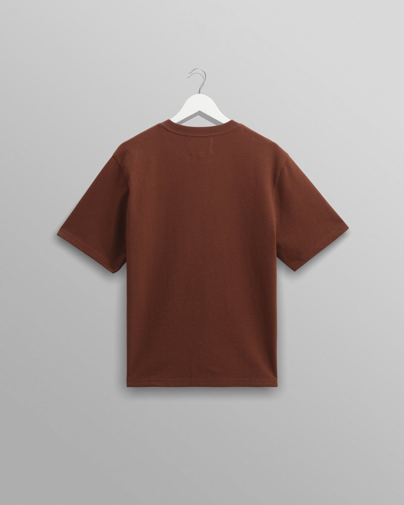 wax london Dean - Brown Textured Organic Cotton T-Shirt