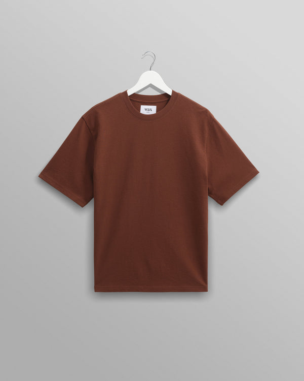 wax london Dean - Brown Textured Organic Cotton T-Shirt