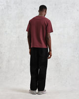 wax london Dean - Burgundy Textured Organic Cotton T-Shirt