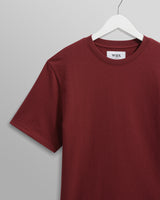 wax london men's Dean - Burgundy Textured Organic Cotton T-Shirt