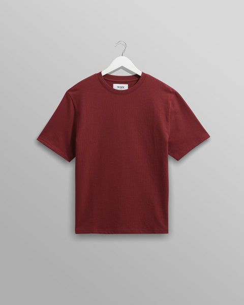 Dean - Burgundy Textured Organic Cotton T-Shirt