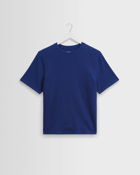 Men's Cobalt Blue Textured Organic Cotton T-Shirt | Wax London