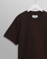 wax london men's Dean - Dark Brown Textured Organic Cotton T-Shirt