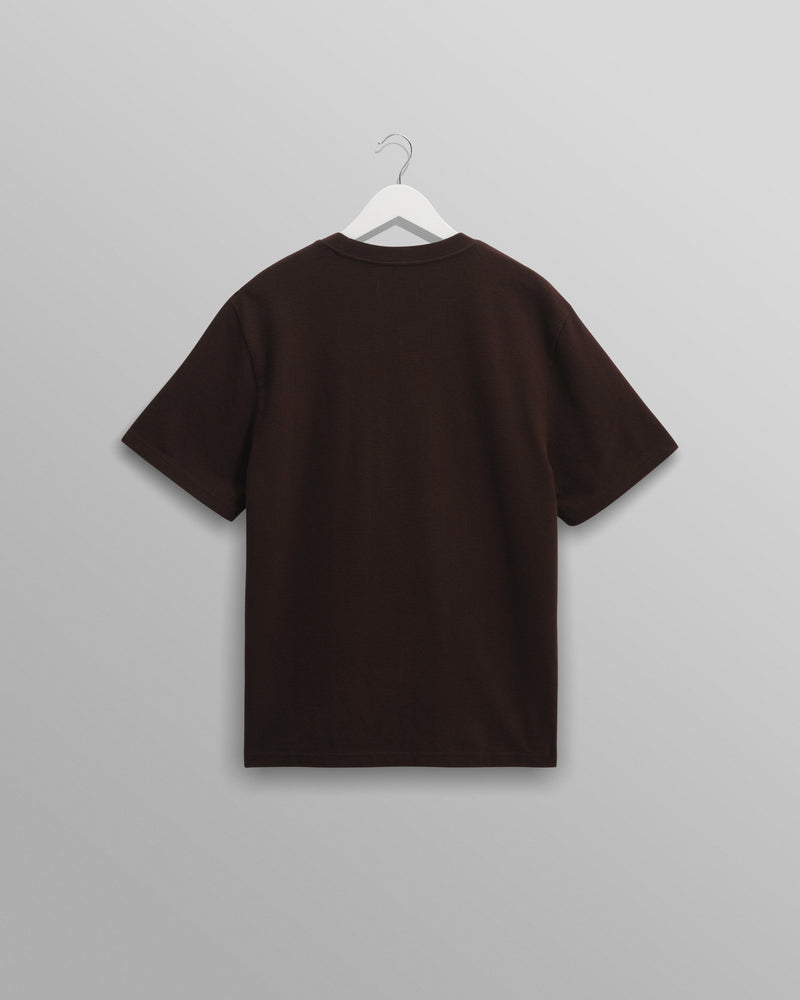wax london men's Dean - Dark Brown Textured Organic Cotton T-Shirt
