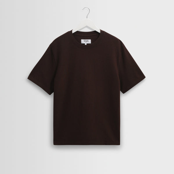 Men's Dark Brown Textured Organic Cotton T-Shirt | Wax London