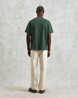 wax london Dean - Dark Green Textured Organic Cotton T-Shirt