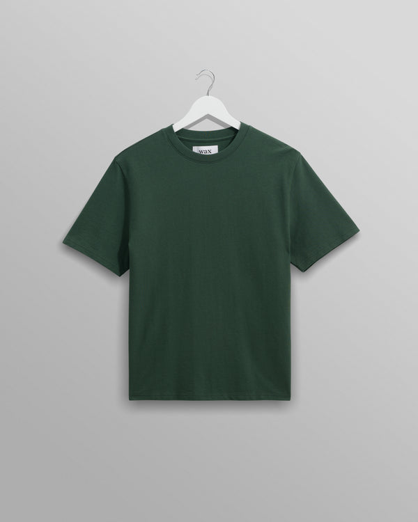 wax london men's Dean - Dark Green Textured Organic Cotton T-Shirt