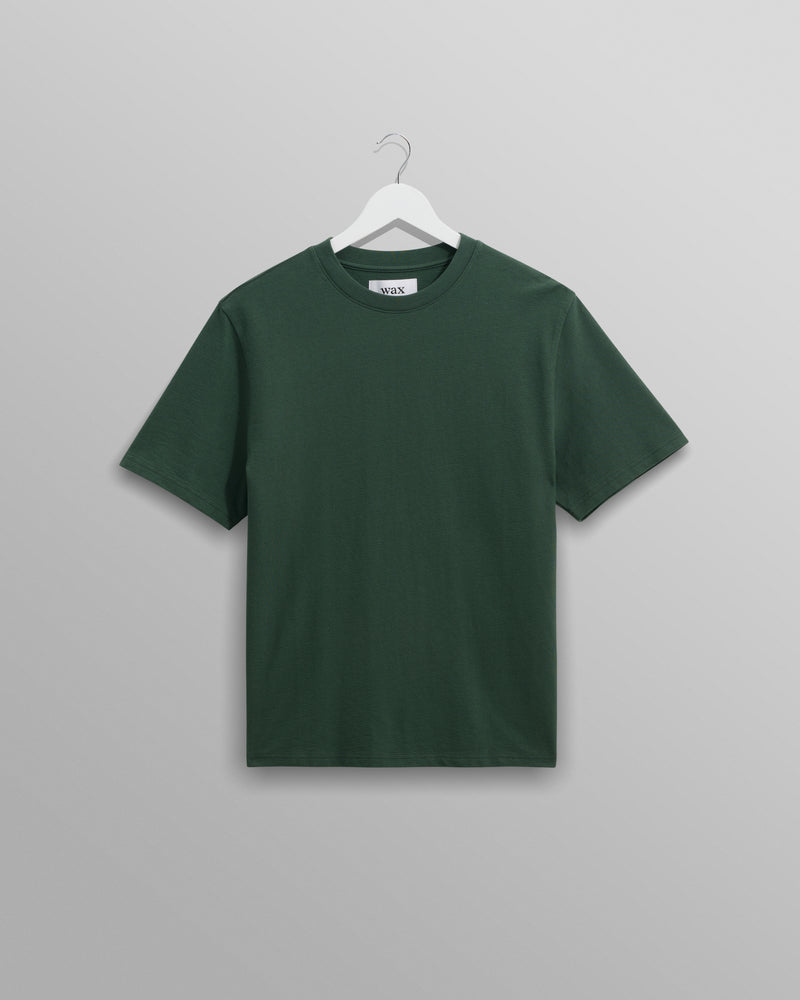 wax london Dean - Dark Green Textured Organic Cotton T-Shirt