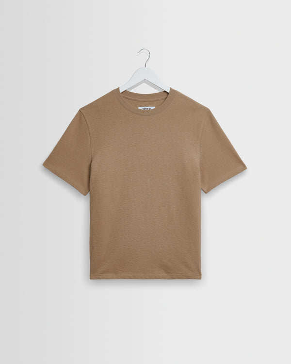 Dean - Dark Sand Textured Organic Cotton T-Shirt