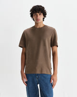 wax london men's Dean - Khaki Brown Textured Organic Cotton T-Shirt
