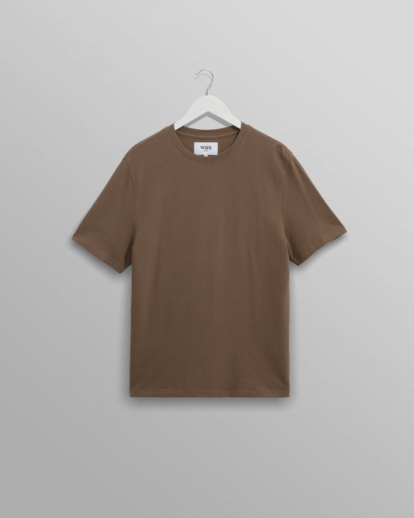 wax london men's Dean - Dusty Brown Textured Organic Cotton T-Shirt