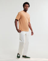 wax london men's Dean - Dusty Orange Textured Organic Cotton T-Shirt