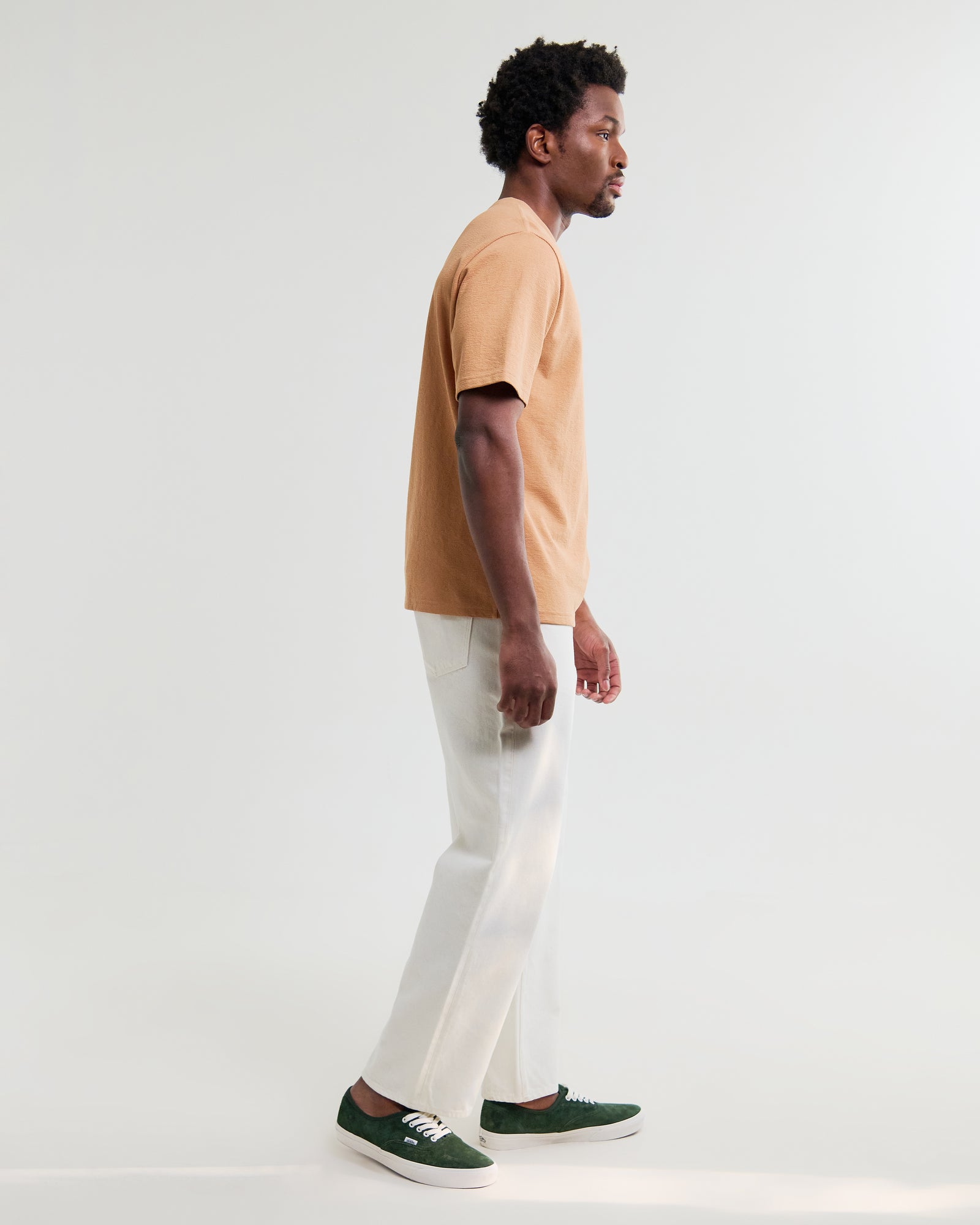 Men's Dusty Orange Textured Organic Cotton T-Shirt | Wax London