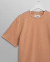 wax london men's Dean - Dusty Orange Textured Organic Cotton T-Shirt