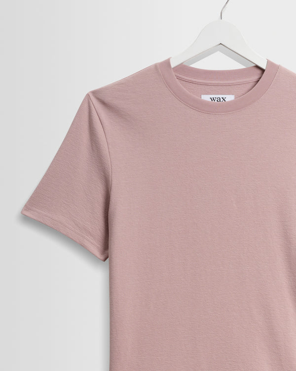 wax london men's Dean - Dusty Pink Textured Organic Cotton T-Shirt