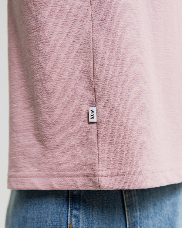 wax london men's Dean - Dusty Pink Textured Organic Cotton T-Shirt
