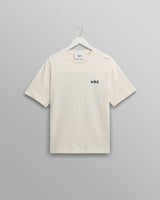 men's wax london Dean - Ecru And Blue Doodle Scene Graphic Organic Cotton T-Shirt