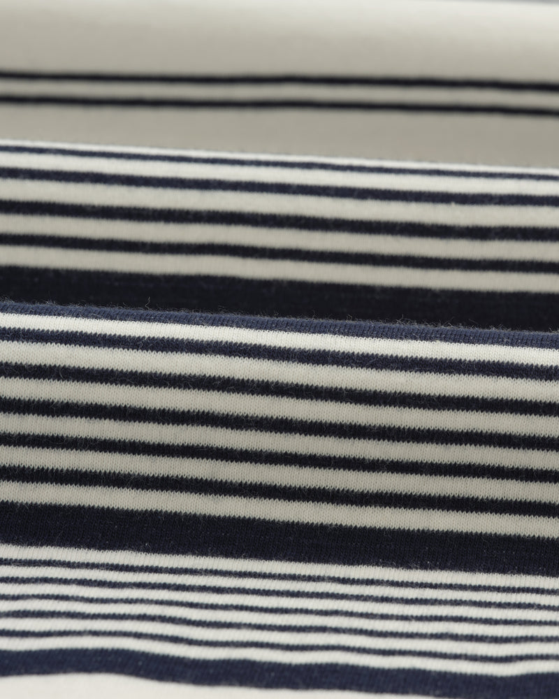 wax london Dean - Ecru And Navy Striped Organic Cotton T-Shirt