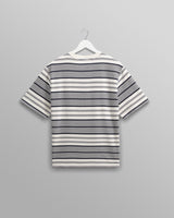 wax london Dean - Ecru And Navy Striped Organic Cotton T-Shirt