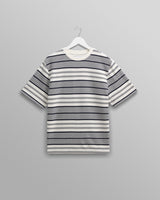 wax london Dean - Ecru And Navy Striped Organic Cotton T-Shirt