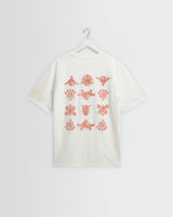 Dean - Ecru And Rust Grid Embroidered T-Shirt