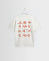 Dean - Ecru And Rust Grid Embroidered T-Shirt