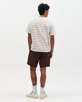 Dean - Ecru And Rust Stitch Stripe Organic Cotton T-Shirt