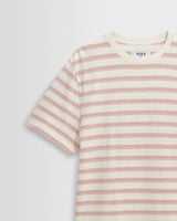 Dean - Ecru And Rust Stitch Stripe Organic Cotton T-Shirt