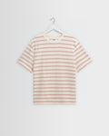 Dean - Ecru And Rust Stitch Stripe Organic Cotton T-Shirt