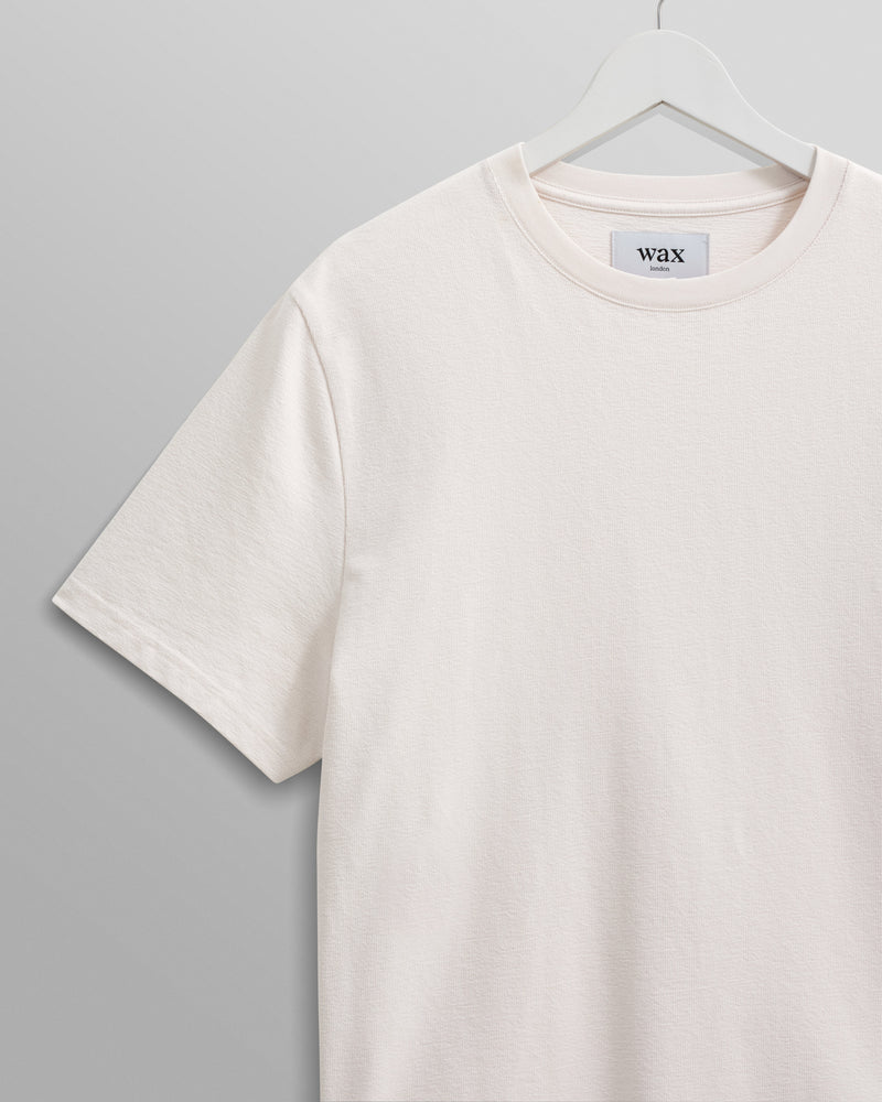 wax london men's Dean - Ecru Textured Organic Cotton T-Shirt