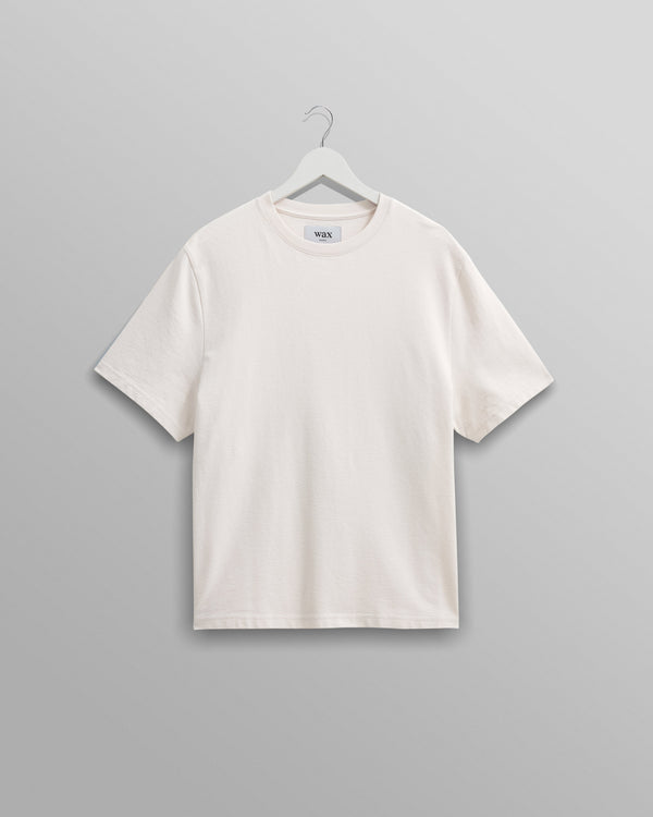 wax london Dean - Ecru Textured Organic Cotton T-Shirt