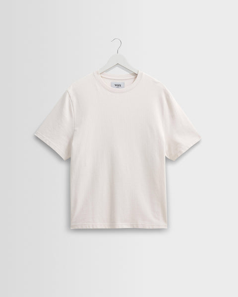 Dean - Ecru Textured Organic Cotton T-Shirt